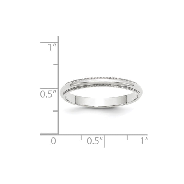 14KW 3mm Milgrain Half Round Band Size 9