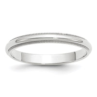 14KW 3mm Milgrain Half Round Band Size 12.5