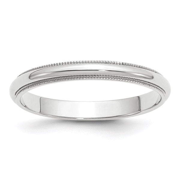 14KW 3mm Milgrain Half Round Band Size 9