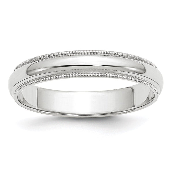 14KW 4mm Milgrain Half Round Band Size 10.5