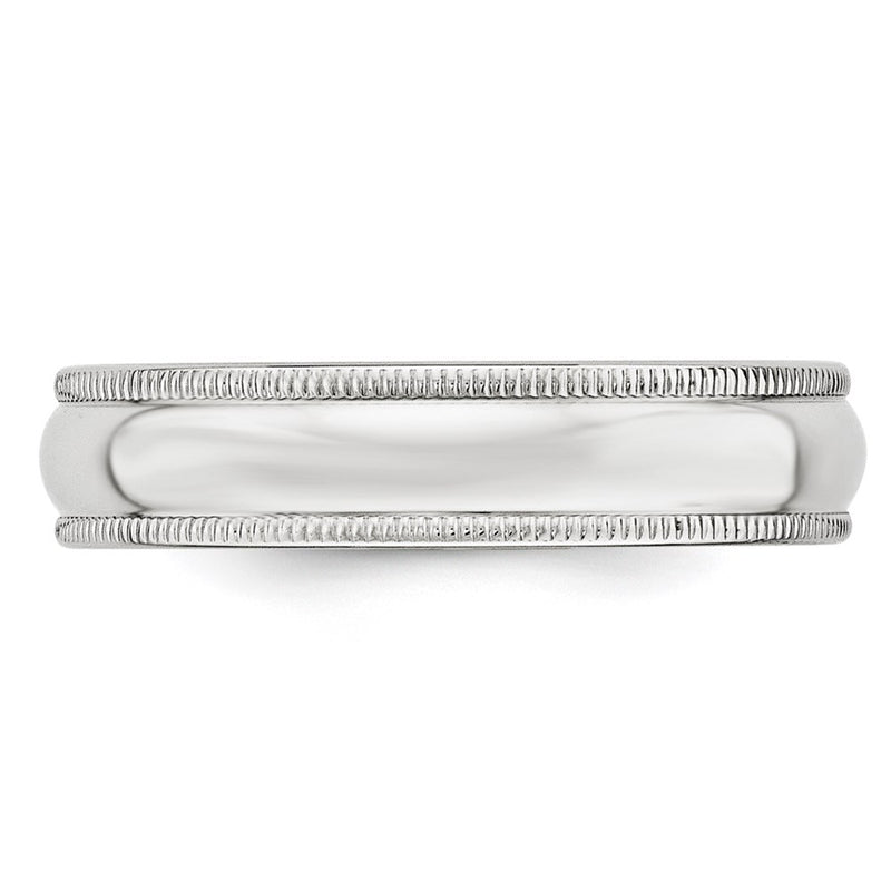 14KW 5mm Milgrain Half Round Band Size 7