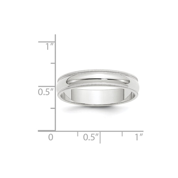 14KW 5mm Milgrain Half Round Band Size 7