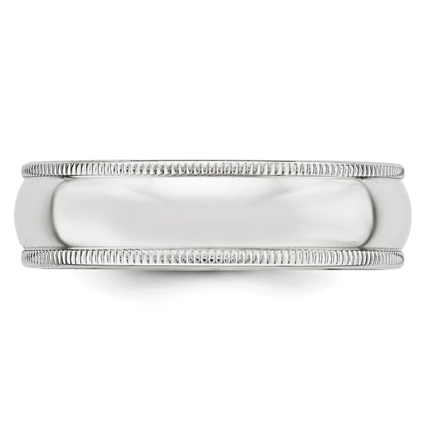 14KW 6mm Milgrain Half Round Band Size 8