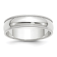14KW 6mm Milgrain Half Round Band Size 4.5