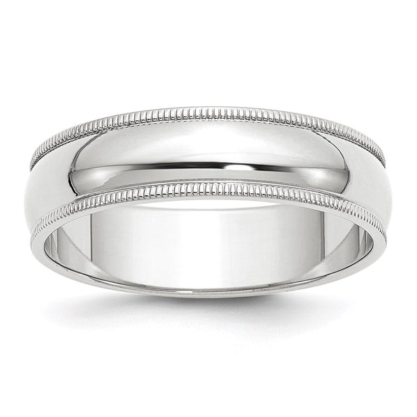 14KW 6mm Milgrain Half Round Band Size 12
