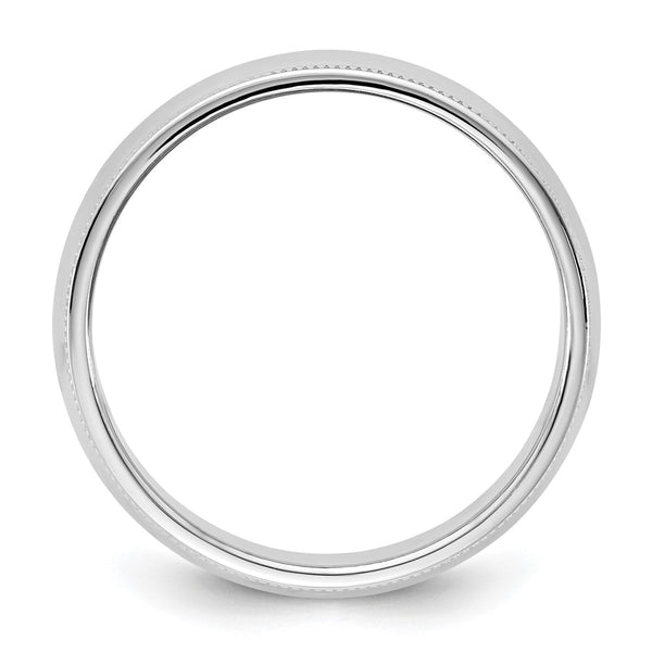 14KW 6.5mm Milgrain Half Round Band Size 8.5
