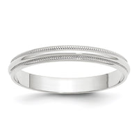 14KW 3mm LTW Milgrain Half Round Band Size 12