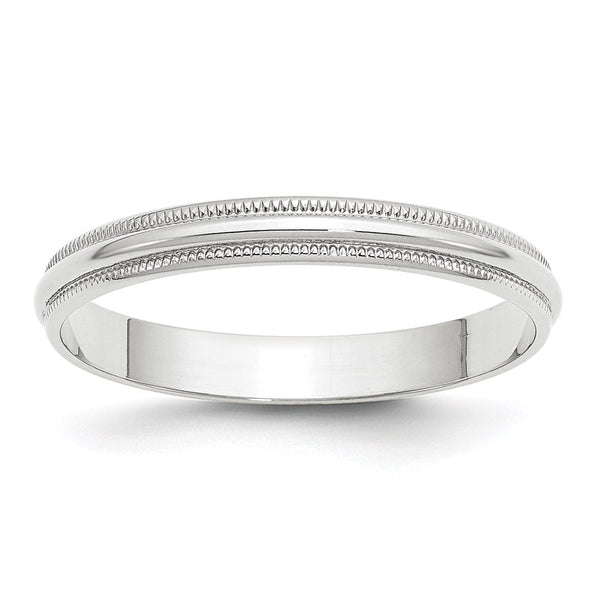 14KW 3mm LTW Milgrain Half Round Band Size 12