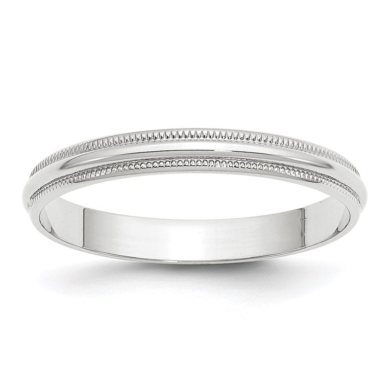 14KW 3mm LTW Milgrain Half Round Band Size 12