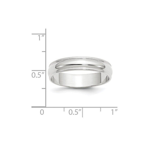 14KW 5mm LTW Milgrain Half Round Band Size 13