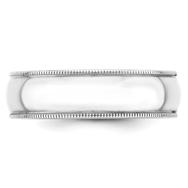 14KW 6mm LTW Milgrain Half Round Band Size 8