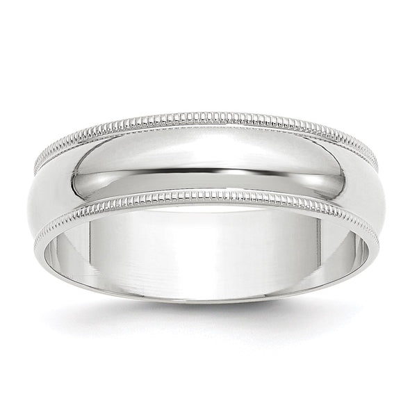 14KW 6mm LTW Milgrain Half Round Band Size 7.5