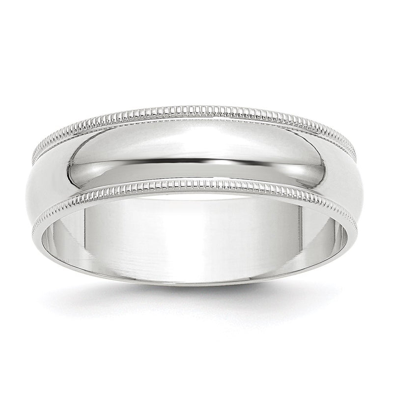 14KW 6mm LTW Milgrain Half Round Band Size 7.5