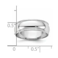 14KW 6.5mm LTW Milgrain Half Round Band Size 9