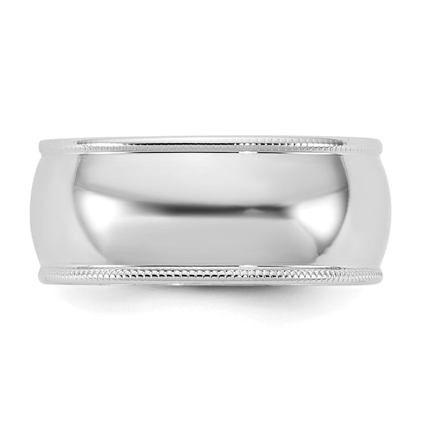 14KW 8mm LTW Milgrain Half Round Band Size 13.5