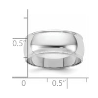 14KW 8mm LTW Milgrain Half Round Band Size 13.5