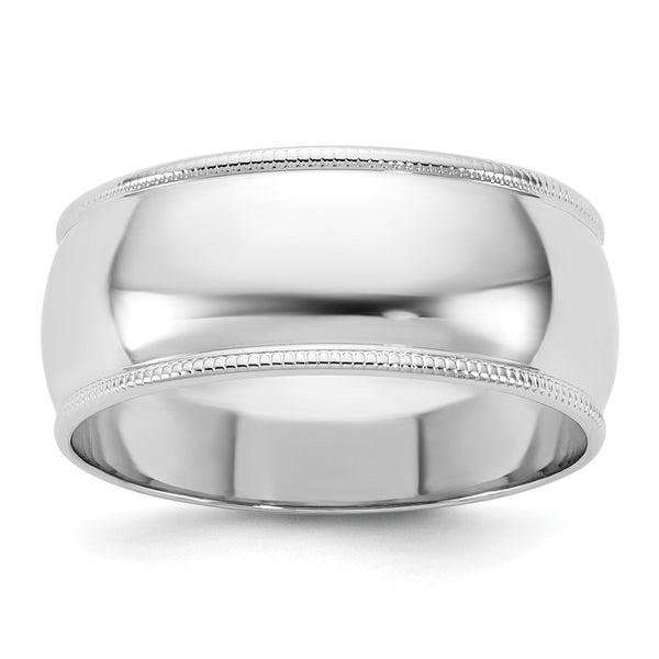 14KW 8mm LTW Milgrain Half Round Band Size 12.5