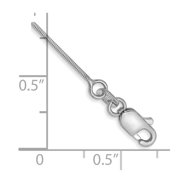 14k White Gold .6mm Octagonal Snake Chain Anklet