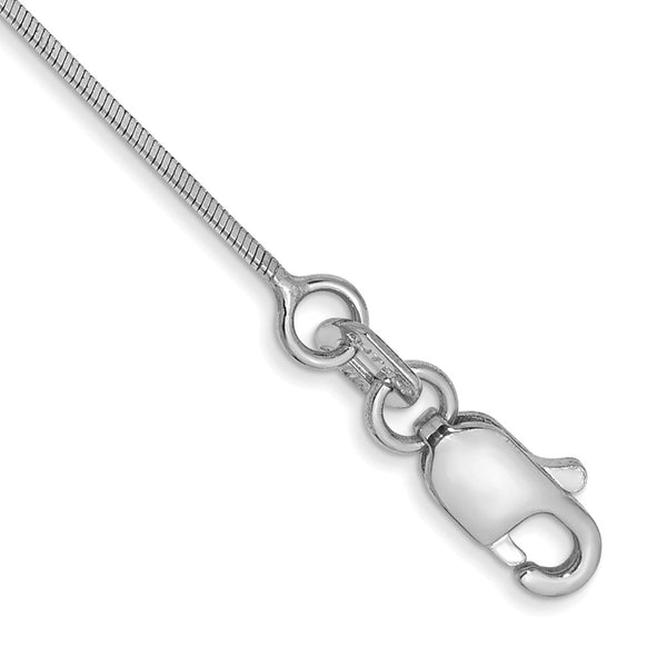14k White Gold .6mm Octagonal Snake Chain Anklet