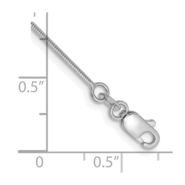 14k White Gold .8mm Octagonal Snake Chain Anklet