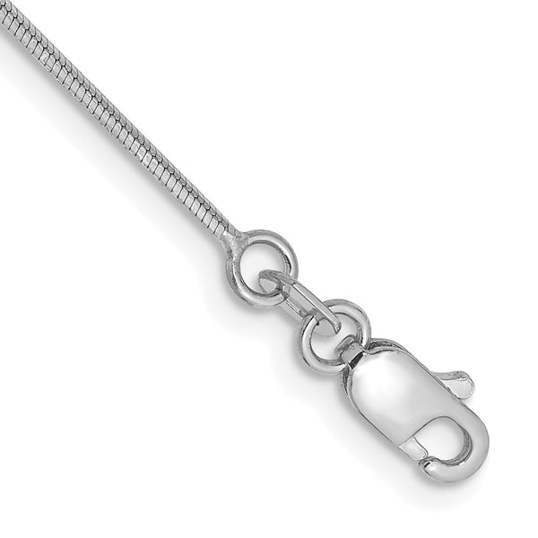 14k White Gold .8mm Octagonal Snake Chain Anklet