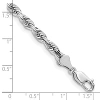 14k White Gold 5.0mm D/C Quadruple Rope Chain