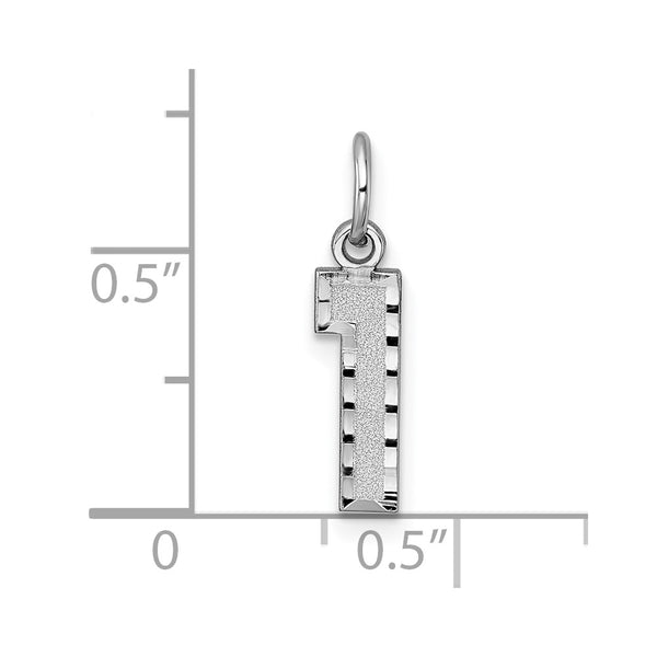 14kw Small Brushed Diamond-cut Number 1 Charm