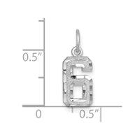 14kw Small Brushed Diamond-cut Number 6 Charm