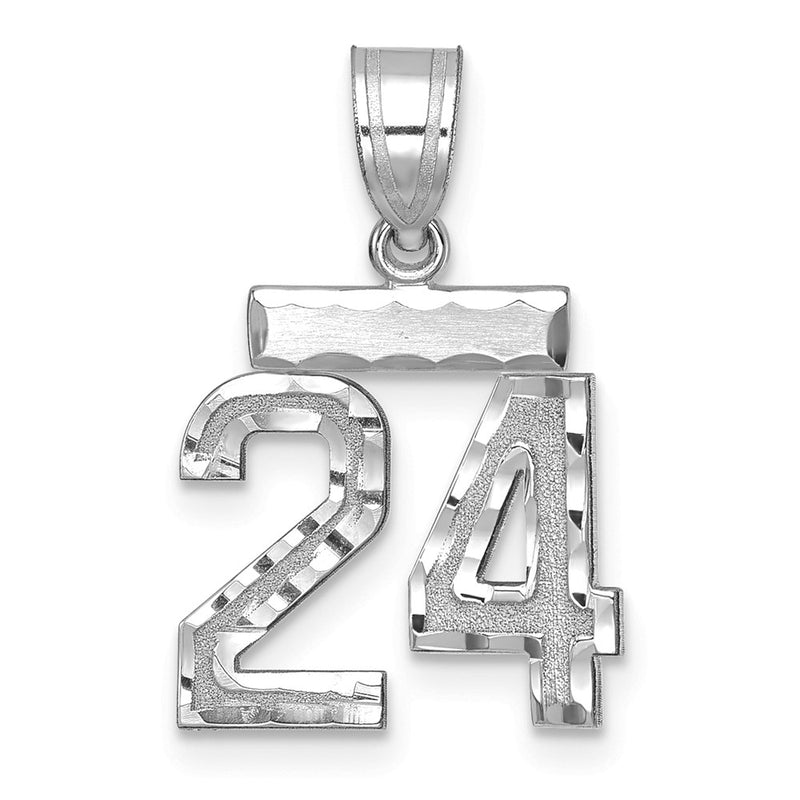 14kw Small Brushed Diamond-cut Number 24 Charm