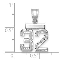 14kw Small Brushed Diamond-cut Number 32 Charm