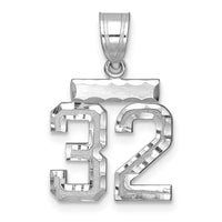 14kw Small Brushed Diamond-cut Number 32 Charm