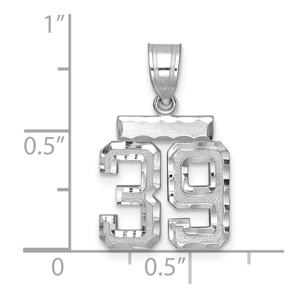 14kw Small Brushed Diamond-cut Number 39 Charm