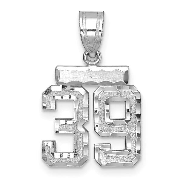 14kw Small Brushed Diamond-cut Number 39 Charm