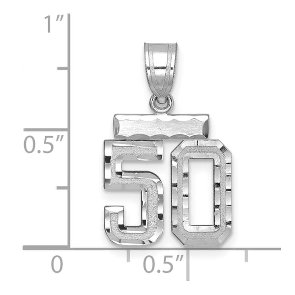 14kw Small Brushed Diamond-cut Number 50 Charm
