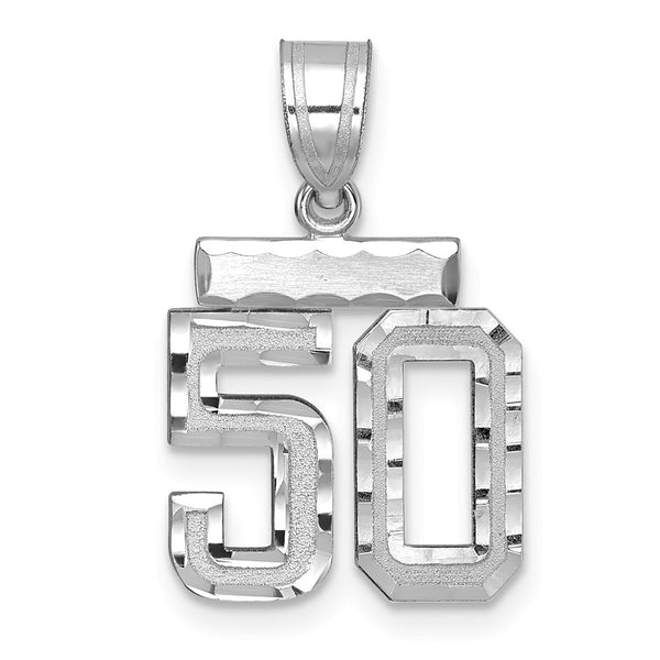 14kw Small Brushed Diamond-cut Number 50 Charm