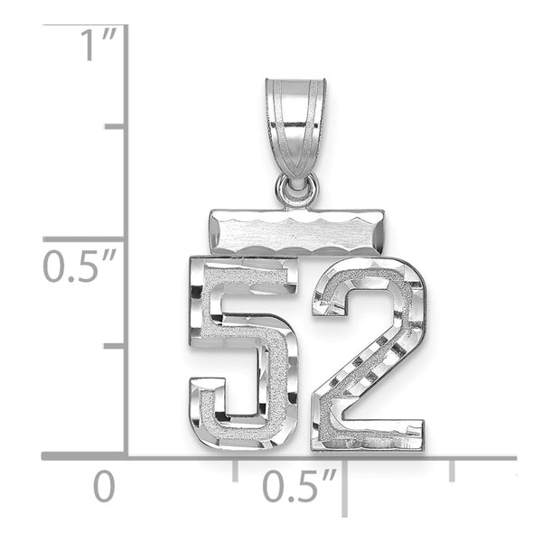 14kw Small Brushed Diamond-cut Number 52 Charm
