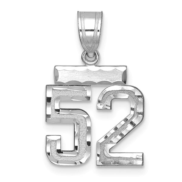 14kw Small Brushed Diamond-cut Number 52 Charm