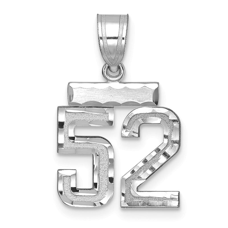 14kw Small Brushed Diamond-cut Number 52 Charm