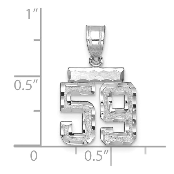 14kw Small Brushed Diamond-cut Number 59 Charm