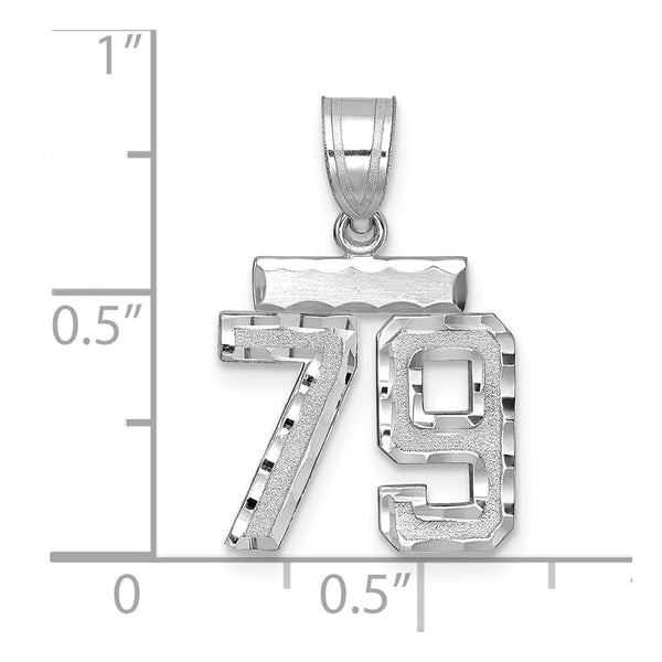 14kw Small Brushed Diamond-cut Number 79 Charm