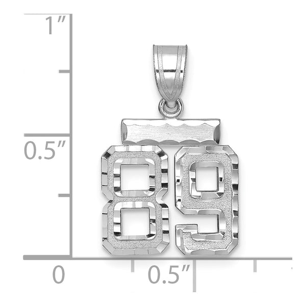 14kw Small Brushed Diamond-cut Number 89 Charm