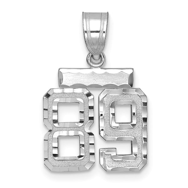 14kw Small Brushed Diamond-cut Number 89 Charm