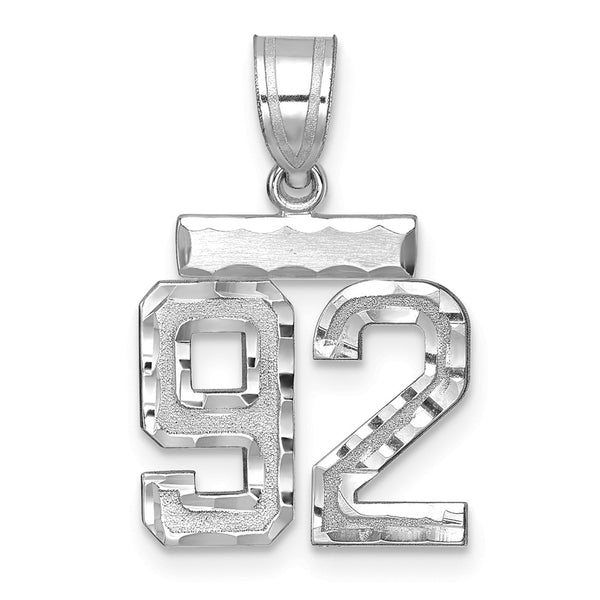 14kw Small Brushed Diamond-cut Number 92 Charm
