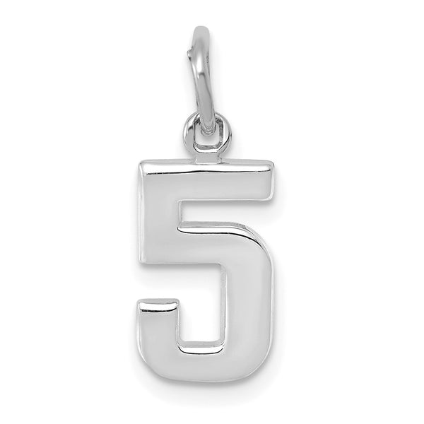 14kw Small Polished Number 5 Charm
