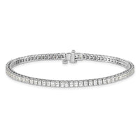14k White Gold 2mm Princess 4ct AAA Diamond Tennis Bracelet