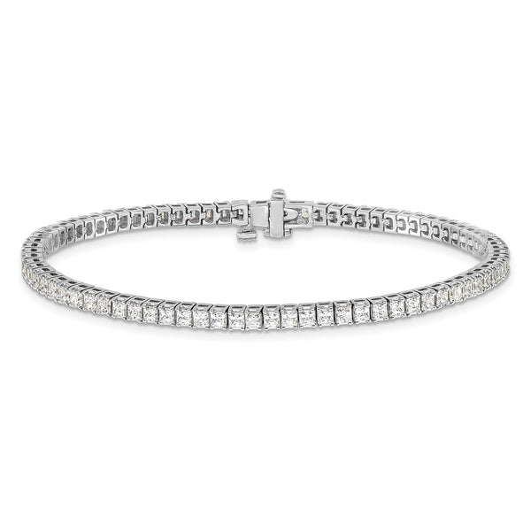 14k White Gold 2mm Princess 4ct AAA Diamond Tennis Bracelet