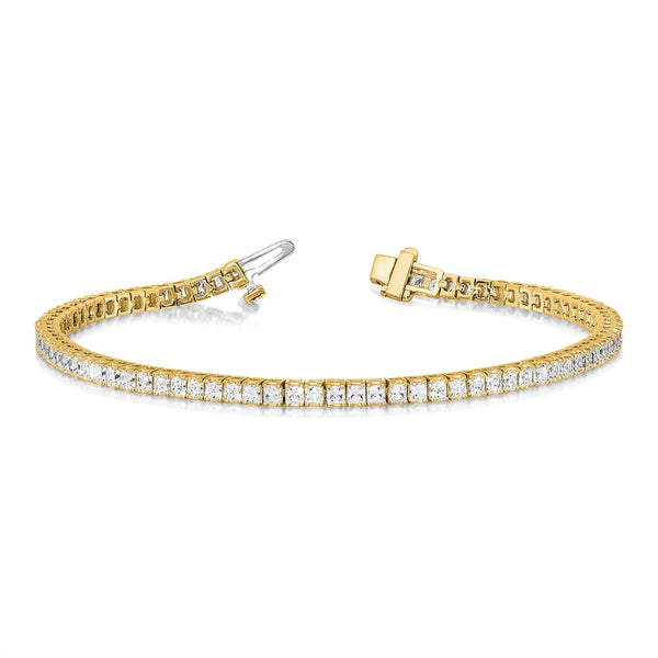 14k 2.5mm Princess 6.6ct VS Diamond Tennis Bracelet