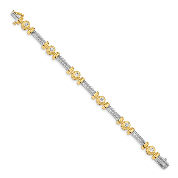 14k Two-tone AAA Diamond Fancy Bracelet