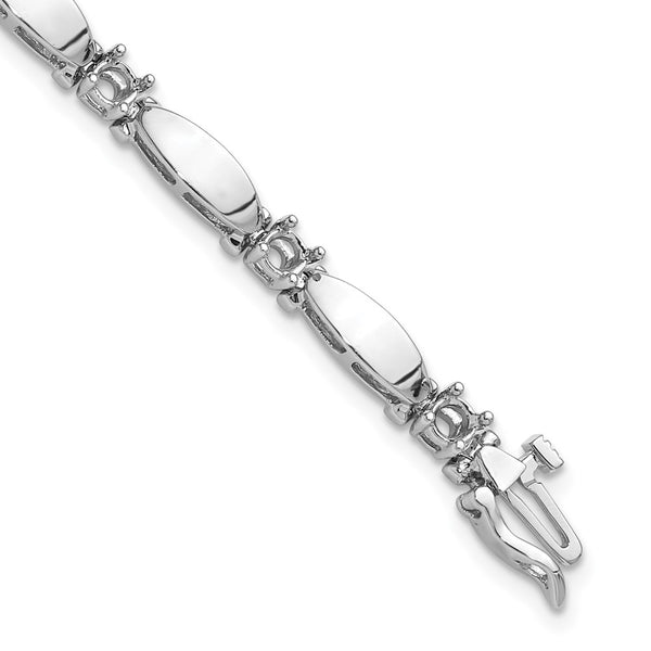 14k White Gold 3.5mm Bar Link Tennis Bracelet Mounting