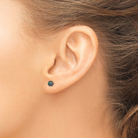 14k 4-5mm Black Round Freshwater Cultured Pearl Stud Post Earrings